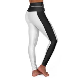 Women's High-Waist Yoga Leggings – Black & White Print Fitness Pants
