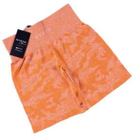 CAMO Shorts Women Seamless Soft Workout Leggins Joga High Waisted Fitness Thicker Outfits Tight Gym Wear Nylon Spandex WHOLESALE (Color: Burnt orange, size: Xs Waist 24-25)