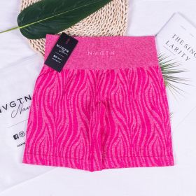 WILD High Waisted Shorts Seamless Outfits Women Workout Short Leggings Zebra Leopard Joga Fitness Clothing Tights Gym Wear Nylon (Color: Fuchsia Zebra, size: Xs Waist 24-25)