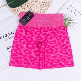 WILD High Waisted Shorts Seamless Outfits Women Workout Short Leggings Zebra Leopard Joga Fitness Clothing Tights Gym Wear Nylon (Color: Fuchsia Leopard, size: Xs Waist 24-25)
