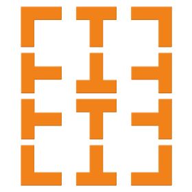 12Pcs Pickle Ball Court Marking Kit 8Pcs T-Shaped Markers 4Pcs L-Shaped Markers Throw Down Silicone Pickleball Court Lines Reusable Boundary Lines wit (Color: Orange)