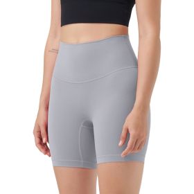 Women's High Waist Biker Shorts Tummy Control Pants Athletic Leggings Spandex Booty Shorts with 6.3In Inseam No Front Seam for Workout Yoga Running Vo (Color: Grey, size: L)