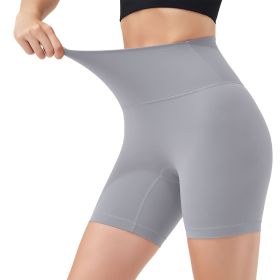 Women's High Waist Biker Shorts Tummy Control Pants Athletic Leggings Spandex Booty Shorts with 6.3In Inseam No Front Seam for Workout Yoga Running Vo (Color: Grey, size: S)