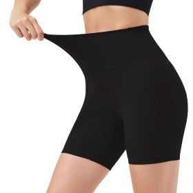 Women's High Waist Biker Shorts Tummy Control Pants Athletic Leggings Spandex Booty Shorts with 6.3In Inseam No Front Seam for Workout Yoga Running Vo (Color: Black, size: S)