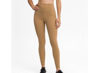 High Waist Yoga Pants with Pockets Leggings (Color: Yellow, size: 12)