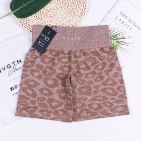 WILD High Waisted Shorts Seamless Outfits Women Workout Short Leggings Zebra Leopard Joga Fitness Clothing Tights Gym Wear Nylon (Color: Mocha Leopard, size: Xs Waist 24-25)