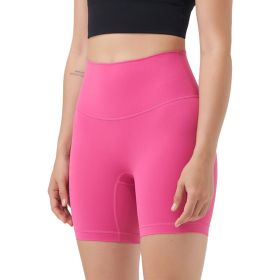 Women's High Waist Biker Shorts Tummy Control Pants Athletic Leggings Spandex Booty Shorts with 6.3In Inseam No Front Seam for Workout Yoga Running Vo (Color: 1PcPink+1PcGrey+1PcIvory, size: S)
